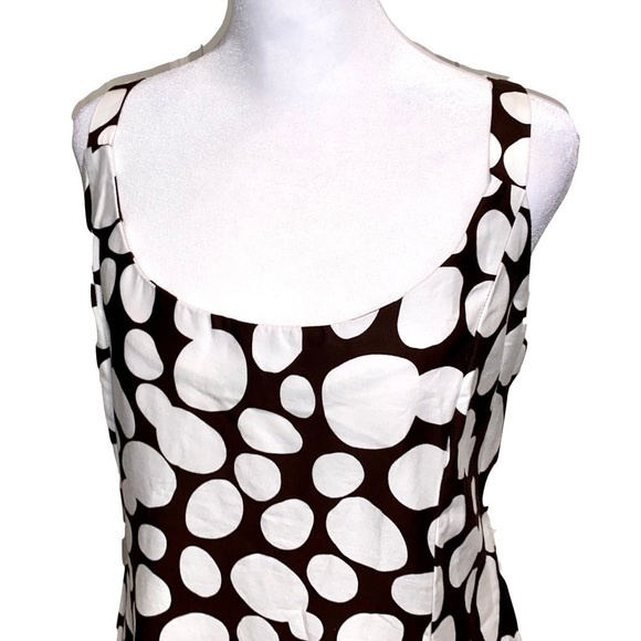 Madison Leigh Petite Sleeveless Brown w/ White Polka Dot Midi Dress Size 16 - Picture 4 of 9